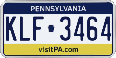 PA license plate KLF3464