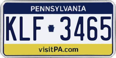 PA license plate KLF3465