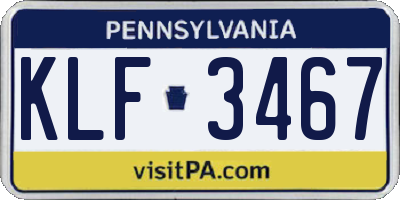 PA license plate KLF3467