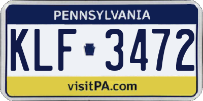 PA license plate KLF3472