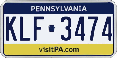 PA license plate KLF3474