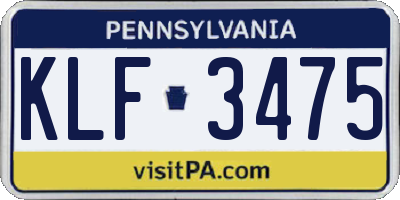 PA license plate KLF3475