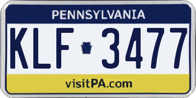 PA license plate KLF3477