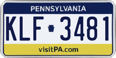 PA license plate KLF3481