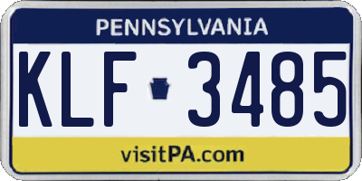 PA license plate KLF3485