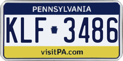 PA license plate KLF3486