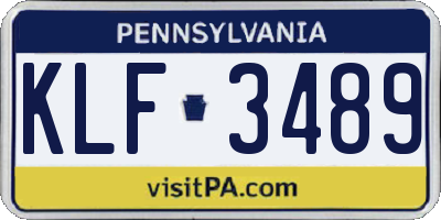 PA license plate KLF3489
