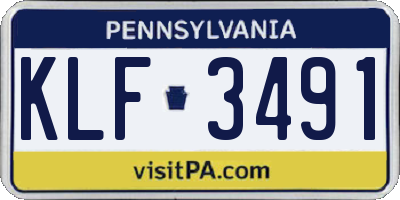 PA license plate KLF3491