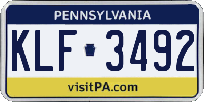 PA license plate KLF3492