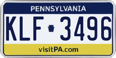 PA license plate KLF3496