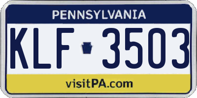 PA license plate KLF3503