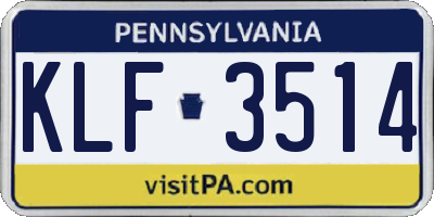 PA license plate KLF3514