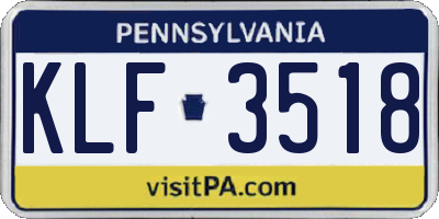 PA license plate KLF3518