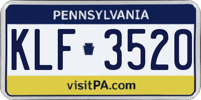 PA license plate KLF3520