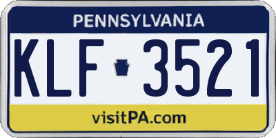 PA license plate KLF3521