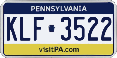 PA license plate KLF3522