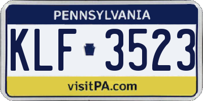 PA license plate KLF3523