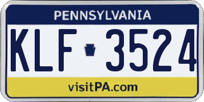 PA license plate KLF3524