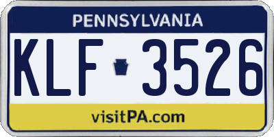 PA license plate KLF3526
