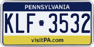 PA license plate KLF3532