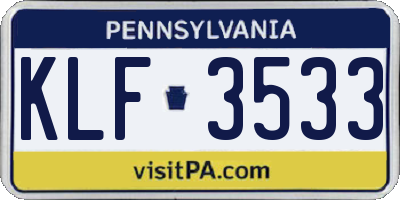 PA license plate KLF3533