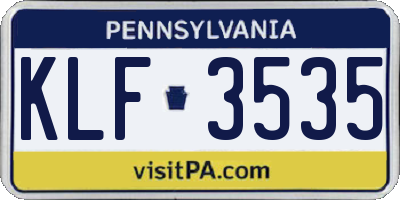 PA license plate KLF3535