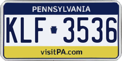 PA license plate KLF3536