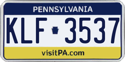 PA license plate KLF3537