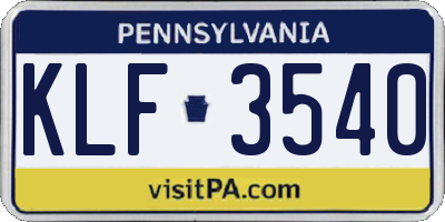 PA license plate KLF3540