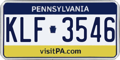 PA license plate KLF3546
