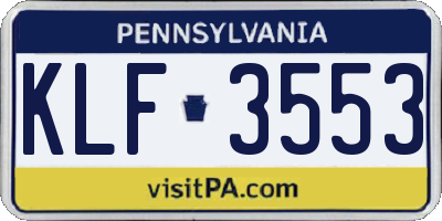 PA license plate KLF3553