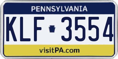 PA license plate KLF3554
