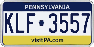 PA license plate KLF3557