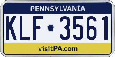 PA license plate KLF3561