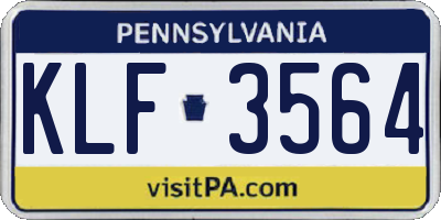 PA license plate KLF3564