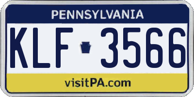 PA license plate KLF3566