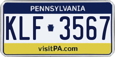 PA license plate KLF3567