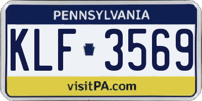 PA license plate KLF3569