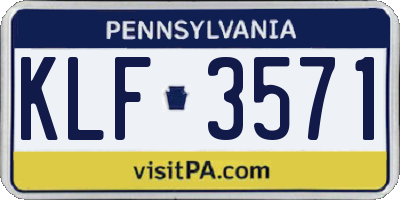 PA license plate KLF3571