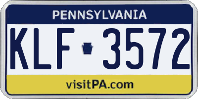 PA license plate KLF3572
