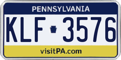 PA license plate KLF3576