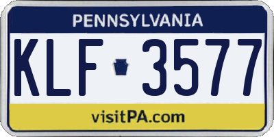 PA license plate KLF3577