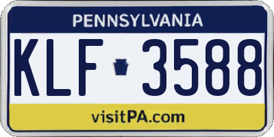 PA license plate KLF3588