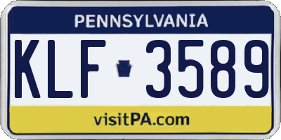 PA license plate KLF3589