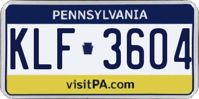 PA license plate KLF3604