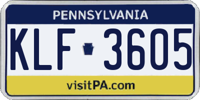 PA license plate KLF3605