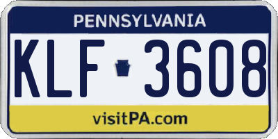 PA license plate KLF3608