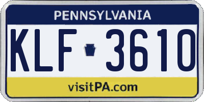 PA license plate KLF3610