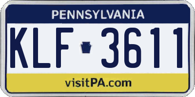PA license plate KLF3611