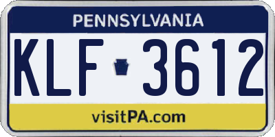 PA license plate KLF3612